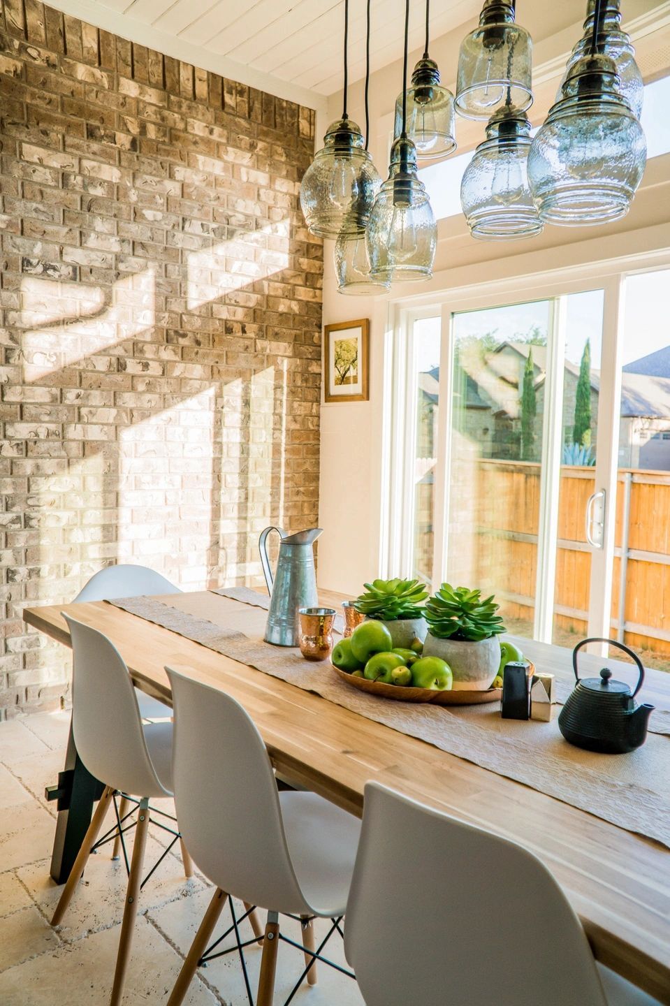 A well-lit dining room